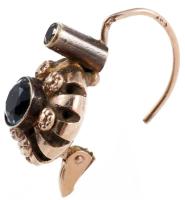 Arany (Au) fülbevaló pár, jelzett, zöld kő berakással, bruttó 3,8g