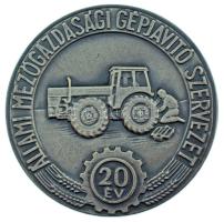1970 k. "Állami Mezőgazdasági Gépjavító Szervezet - 20 év" egyoldalas ezüstpatinázott bronz emlékérem, hátoldalán "1948-1968" gravírozással (70mm) T:AU