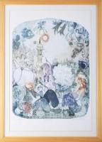 Kondor Lajos (1926-2006): 1001 éjszaka. Színes rézkarc, papír, jelzett, művészpéldány EA X/XV számozással, üvegezett fakeretben, 44,5×34,5 cm