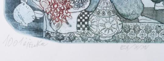 Kondor Lajos (1926-2006): 1001 éjszaka. Színes rézkarc, papír, jelzett, művészpéldány EA X/XV számoz...