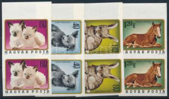 1974 Háziállatkölykök 4 klf ívszéli vágott pár sorból (kis betapadás)