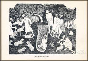 Berki Viola (1932-2001): József és testvérei, nyomat, papír, jelzett Berki Viola autográf ajánlásáva...