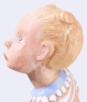 Kovács Margit (1902-1977): Ülő kislány. Mázas terrakotta, jelzett, hibátlan, m:19 cm