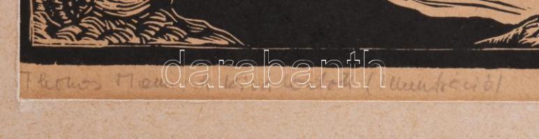 Révész Napsugár (1944-): Thomas Mann, A kiválasztott (illusztráció). Linómetszet, papír, jelzett, pa...