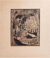 Révész Napsugár (1944-): Thomas Mann, A kiválasztott (illusztráció). Linómetszet, papír, jelzett, pa...