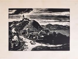 Palkó József (1919-2004): Tihany, 1967. Linómetszet, papír, jelzett, számozott (4/20), 20×29 cm