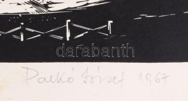 Palkó József (1919-2004): Tihany, 1967. Linómetszet, papír, jelzett, számozott (4/20), 20×29 cm