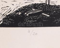 Palkó József (1919-2004): Tihany, 1967. Linómetszet, papír, jelzett, számozott (4/20), 20×29 cm