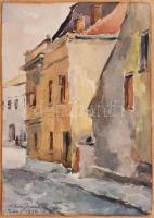 Kiss J. Zoltán (?-?), működött 1920-1960 körül Kecskeméten: Tokaji részlet, 1954. Akvarell, papír. Jelzett. 21x14,5 cm