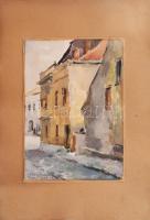 Kiss J. Zoltán (?-?), működött 1920-1960 körül Kecskeméten: Tokaji részlet, 1954. Akvarell, papír. J...