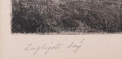 Szemerédy Miklós (-): Zugligeti táj. Rézkarc, papír, jelzett, paszpartuban, 15x19,5 cm