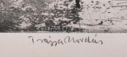 Novák Lajos (1927-1989): Őszi munkák (Trágyahordás). Rézkarc, papír, jelzett. 30x38 cm