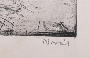 Novák Lajos (1927-1989): Őszi munkák (Trágyahordás). Rézkarc, papír, jelzett. 30x38 cm