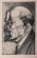 Raszler Károly (1925-2005): Lenin, rézkarc, papír, jelzett, paszpartuban, 29,5×19,5 cm