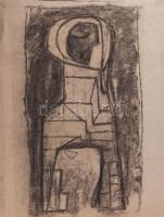 Rác András (1926-2013): Szentendrei ikon. Szén, papír, jelzés nélkül. Proveniencia: A művész hagyatéka. 41,5x31,5 cm