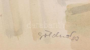 Göldner Tibor (1929-2013): Ködös téli Sugovica (Baja), 1983. Akvarell, papír, jelzett. Hátoldalán au...