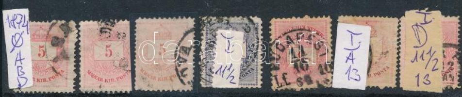 1874-1881 7 db Színesszámú Krajcáros bélyeg (~16.420)