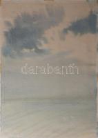 Csáth Annamária (1941-?): Balatoni levegő. Akvarell, papír, jelzés nélkül. Hátoldalán autográf felirattal. Lap szélén paszpartuzás nyomaival. 36,5×26 cm