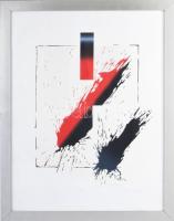 Hencze Tamás (1938-2018): Gesztus (cím nélkül). Szitanyomat, papír, jelzett, művészpéldány EA X/XV. ...