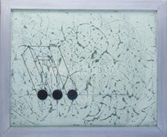 Matzon Ákos (1945-): Escher után..., 2011. Akril, olaj, karton, jelezve balra lent. Hátoldalán is jelzett és datált, valamint a művész autográf feliratával. Üvegezett fakeretben. 40x50 cm