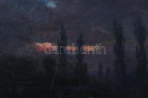 Keleti (Kelety) Gábor (1870-?): Naplemente, olaj, karton, jelzés nélkül (?), bal alsó és jobb alsó s...