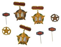 1960-1970. "Kiváló Újító" (3db) arany fokozat (2x) + bronz fokozat zománcozott jelvények (55x40mm) + "Mechanikai Művek" (3db 2xklf) zománcozott bronz jelvények (20x12mm) + "Kiváló Újító" (2xklf) arany és bronz jelvények (25x25mm) T:AU,XF