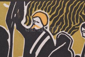 Csók István (1865-1961): A darazsi temetőben. Színes linómetszet, papír. Megjelent 1911-ben, a Művés...