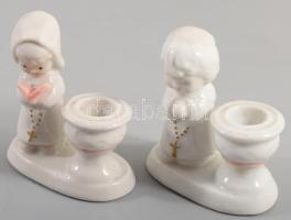 Gyermekfigurás gyertyatartó pár, m: 6,5 cm