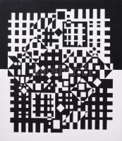 Vasarely Victor (1908-1997): Cím nélkül. Szitanyomat, papír. Jelzés nélkül. Kisebb gyűrődésekkel. 28,5x25 cm.