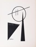 Kassák Lajos (1887-1967): Képarchitektúra (cím nélkül). Szitanyomat, papír. Jelzett a nyomaton. Pesti Műhely kiadása, az 1981-ben megjelent Kassák 6 Képarchiktektúra c. mappából. Lapméret: 35x28,5 cm