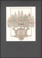 Olvashatatlan jelzéssel: Prága. Színes rézkarc, papír. Számozott. Paszpartuban. 17x14,5 cm