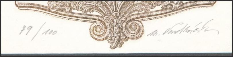 Olvashatatlan jelzéssel: Prága. Színes rézkarc, papír. Számozott. Paszpartuban. 17x14,5 cm