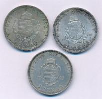 1935. 2P Ag "Pázmány" + 2P Ag "Rákóczi" + 1936. 2P Ag "Liszt Ferenc" - "Pázmány-sor" T:AU,XF patina Hungary 1935. 2 Pengő Ag "Pázmány" + 2 Pengő Ag "Rákóczi" + 1936. 2 Pengő Ag "Liszt Ferenc" - "Pázmány-series" C:AU,XF patina Adamo P7.1, P7.2, P7.3, Krause KM#513, KM#514, KM#515
