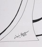 Lajos Ferenc (1912-1998): Alakok, 1982. Tus, papír, jelzett. 35,5x26 cm. Paszpartuban