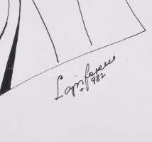 Lajos Ferenc (1912-1998): Jelenet, 1982. Tus, papír, jelzett. 35x26 cm. Paszpartuban