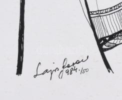 Lajos Ferenc (1912-1998): Jelenet, 1984. Tus, papír, jelzett. 37x27 cm. Paszpartuban