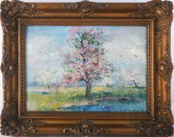 Kasznár Ring Jenő (1875-1945): Tavaszi virágzás. Olaj, vászon, jelzett, javított. Dekoratív, kissé s...