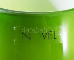 Anyagában részben színezett modern talpas váza, jelzett, m: 35 cm