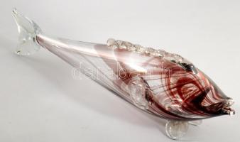 Murano anyagában fátyolosan színezett üveghal, hibátlan, h: 42 cm