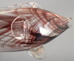 Murano anyagában fátyolosan színezett üveghal, hibátlan, h: 42 cm