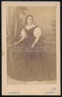 1864 Hölgyportré, keményhátú fotó Letzter Lázár kassai műterméből, 10,5×6,5 cm