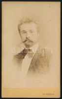 cca 1880 Székely Domonkos portréja, keményhátú fotó Székely bécsi műterméből, 10,5×6,5 cm