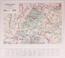 Börzsöny térképe, dombortérkép, 1:100.000, az alján 2013-as naptár, az alján kis töréssel, 57,5x68,5 cm
