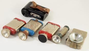 6 darab régebbi elemlámpa, klf kivitelezésben, kopással.