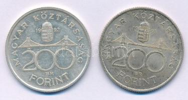 1992-1993. 200Ft Ag "MNB" (2xklf) T:AU,XF patina Adamo F13