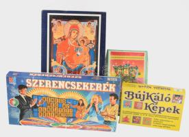 4 darab társasjáték, közte Szerencsekerék.