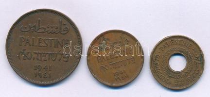 Palesztina 1941. 1m bronz + 2m bronz + 1942. 5m bronz T:XF patina Palestine 1941. 1 Mil bronze + 2 Mils bronze + 1942. 5 Mils bronze C:XF patina Krause KM#1, KM#2, KM#3a