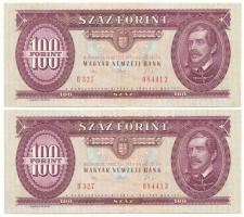 1992. 100Ft (2x) sorszámkövetők "B 327 084412 - B 327 084413" T:F szép papír Adamo F37