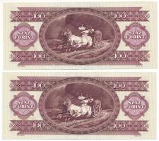 1992. 100Ft (2x) sorszámkövetők "B 327 084412 - B 327 084413" T:F szép papír
Adamo F37