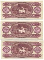 1989. 100Ft (3x) sorszámkövetők "B 428 039990 - B 428 039992" T:VF hullámos, szép papír
A...